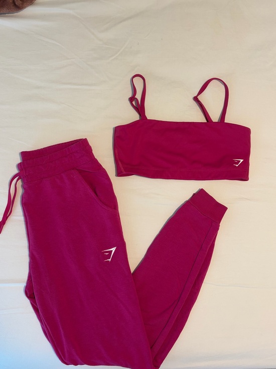 Gymshark Tops - Gymshark Magenta Strappy Crop Top & Joggers Set